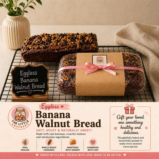 Dairy Free : Walnut Banana Bread Loaf - Whole Wheat & Jaggery