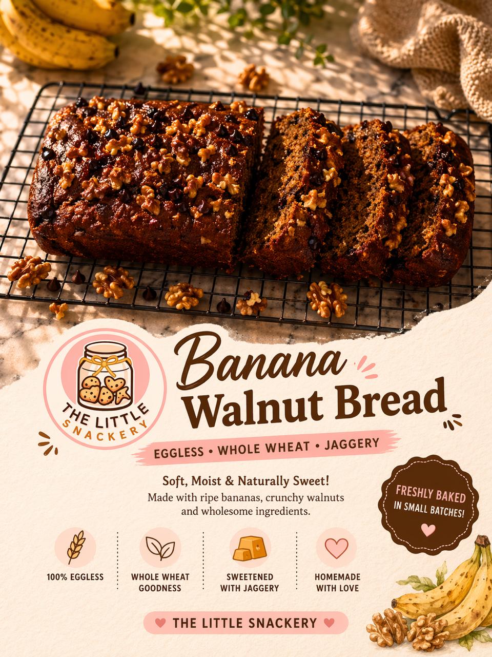 Walnut Banana Bread Loaf - Whole Wheat & Jaggery (Bestseller)