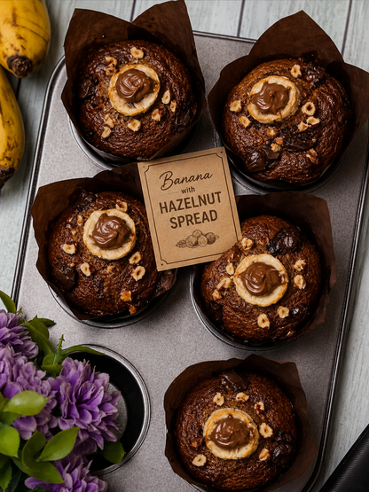 Hazelnut Sauce Filled Banana Muffins