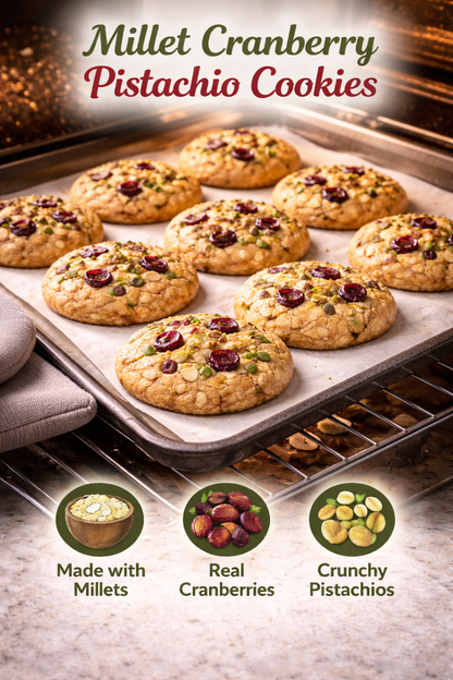 Millet Cranberry Pistachio Cookies