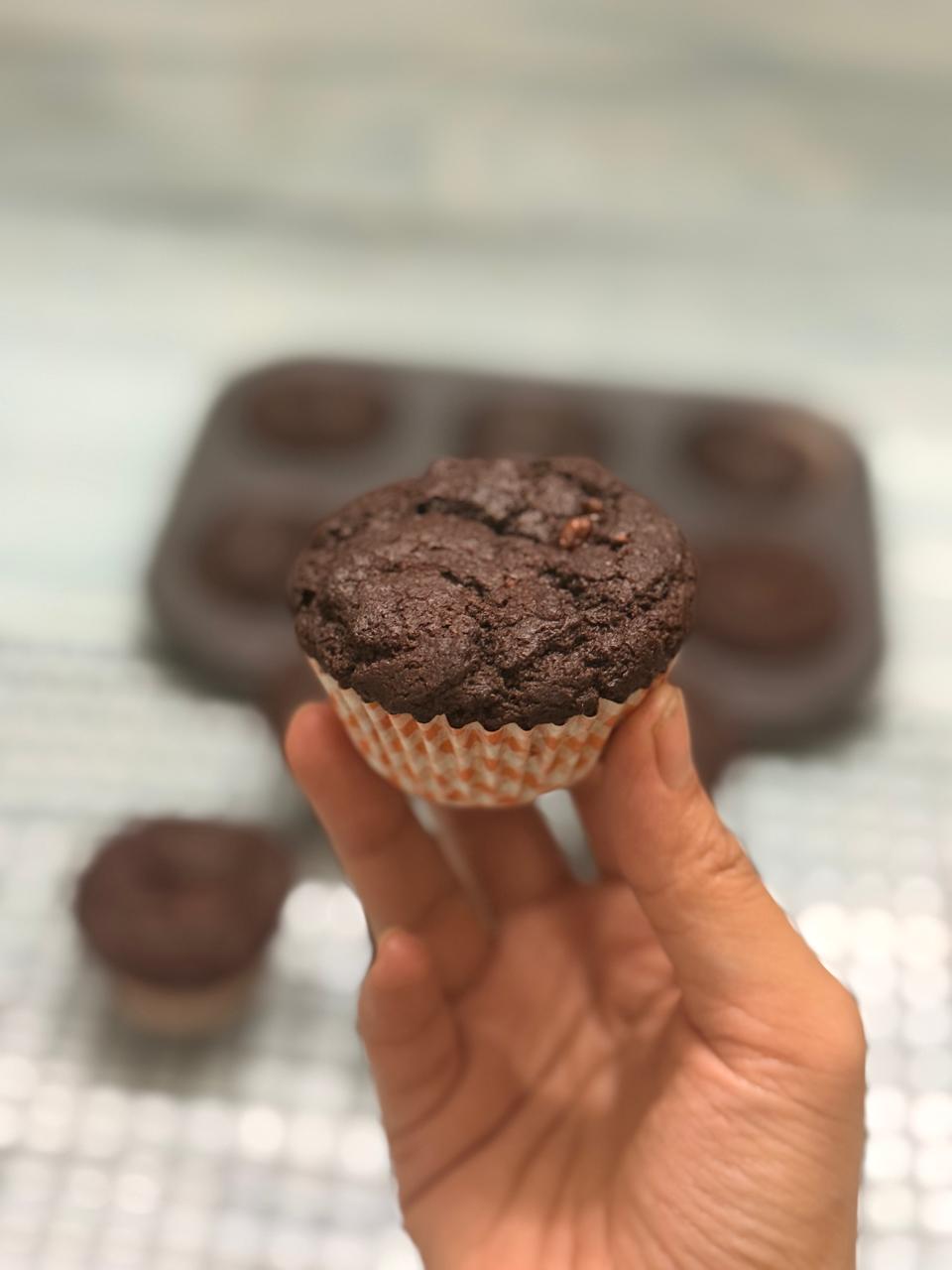 Double Chocolate Whole Wheat Brownie Muffins