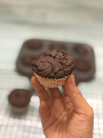 Double Chocolate Whole Wheat Brownie Muffins