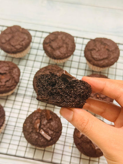 Double Chocolate Whole Wheat Brownie Muffins