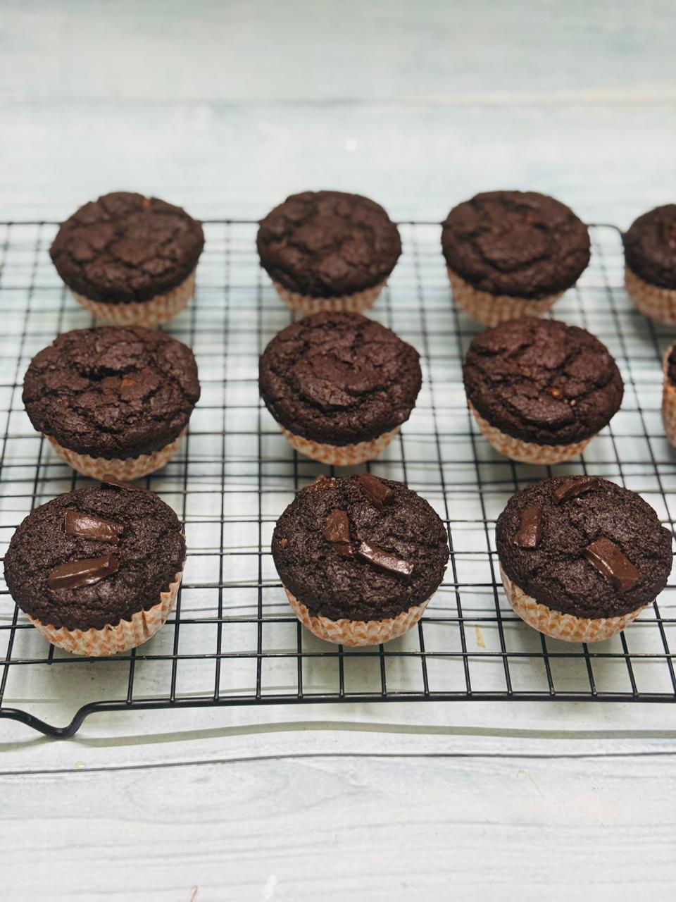 Double Chocolate Whole Wheat Brownie Muffins