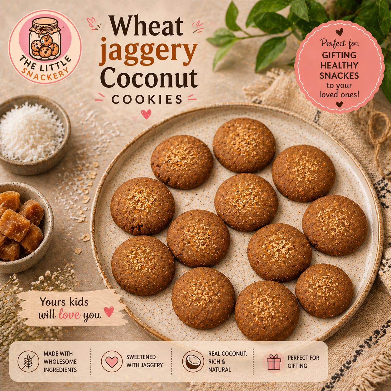 Whole wheat coconut cookies